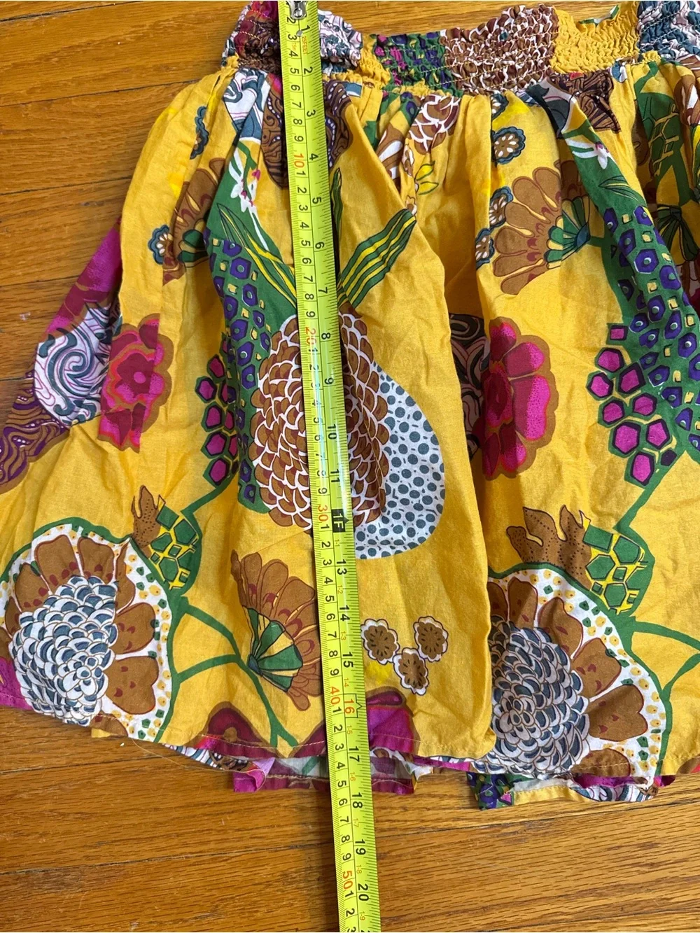 Anthropologie Let Me Be Mixed Print Mini Skirt Women’s M Yellow Floral Bro
